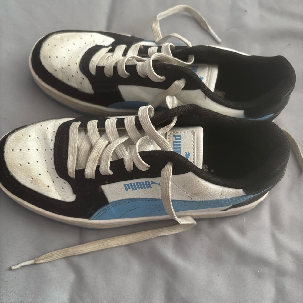 Puma Boys Black, White, and Blue Sneakers